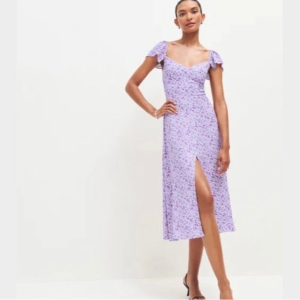 Reformation Baxley Dress lilac/purple floral size  0